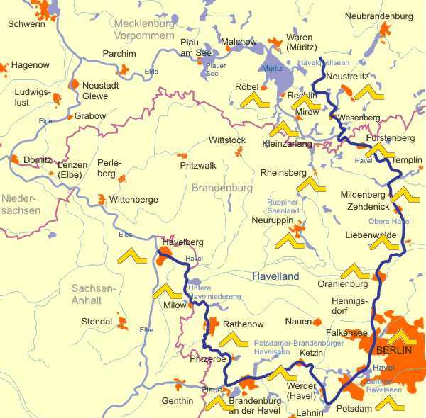 Gelbe-Welle-Services entlang der Havel