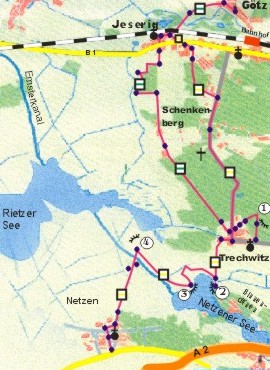 Tourenkarte Trechwitz-Netzener See